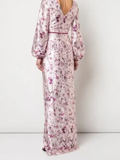 Bishop Sleeve Floral Print Charm Gown