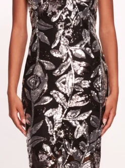 Botanical Sequin Midi Dress
