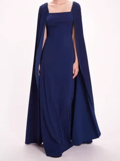 Embellished Cape Gown