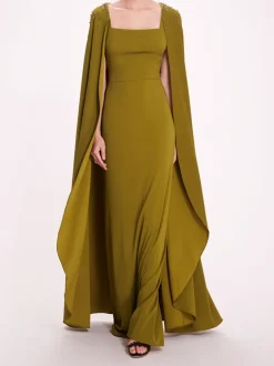 Embellished Cape Gown