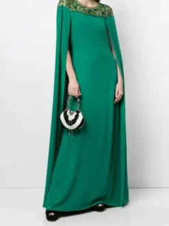 Embroidered Cape Dress