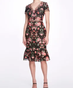Embroidered Guipure V-neck Cocktail
