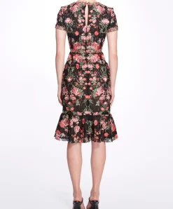 Embroidered Guipure V-neck Cocktail