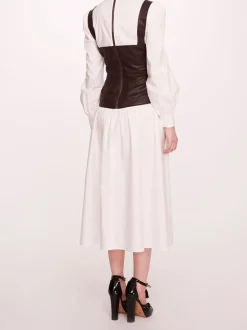 Faux Leather Poplin Corset Dress