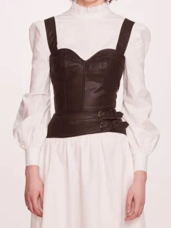 Faux Leather Poplin Corset Dress