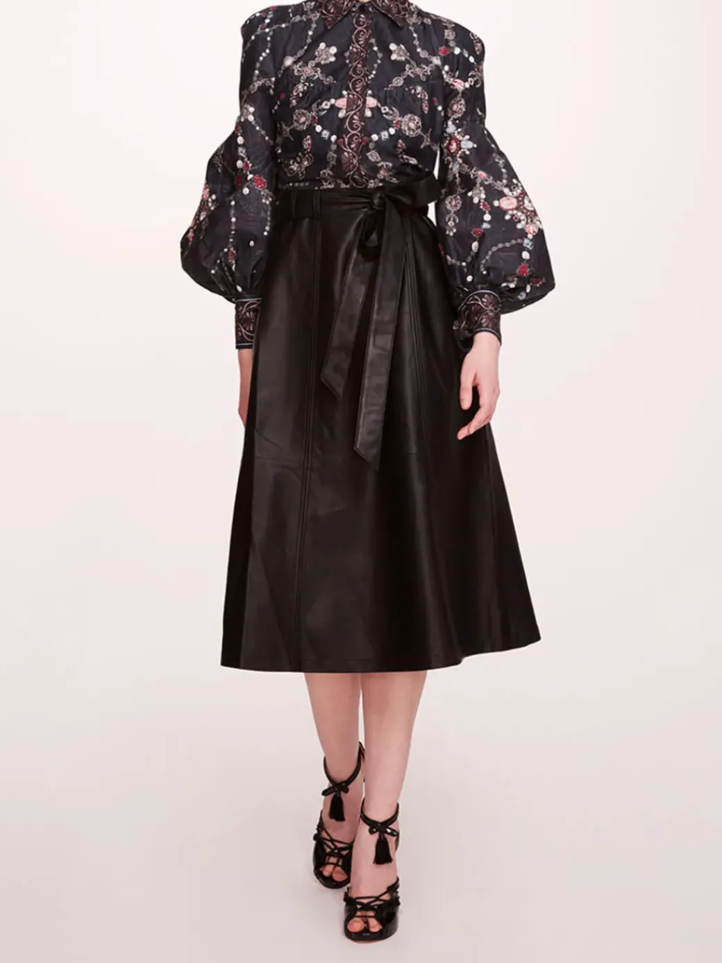 Faux Leather Poplin Midi Dress