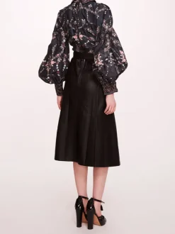 Faux Leather Poplin Midi Dress