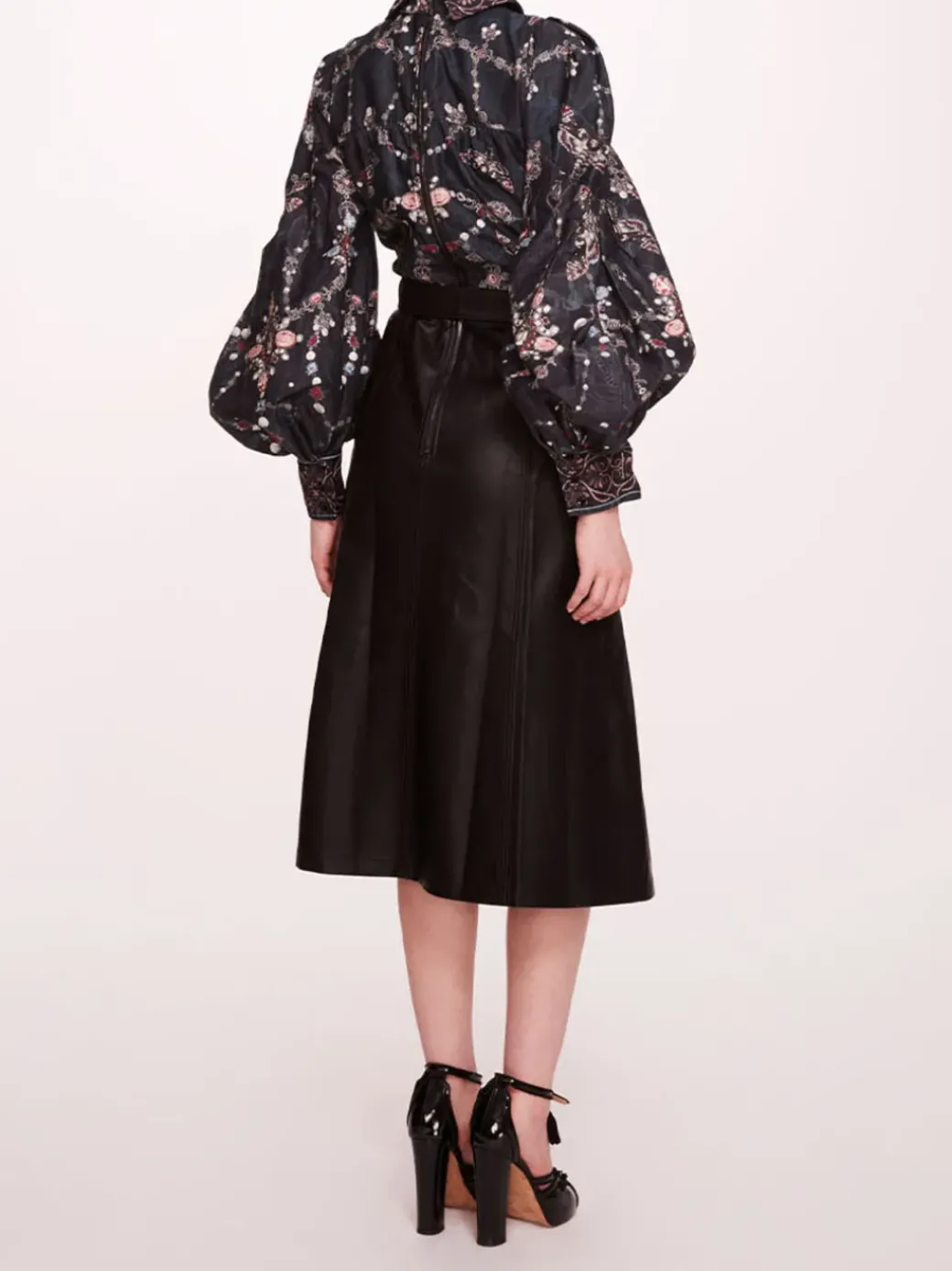Faux Leather Poplin Midi Dress