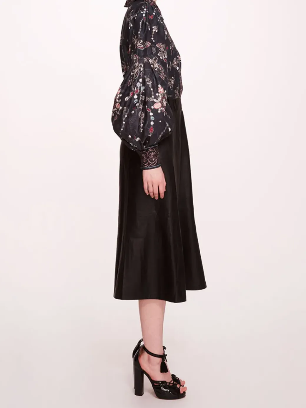 Faux Leather Poplin Midi Dress