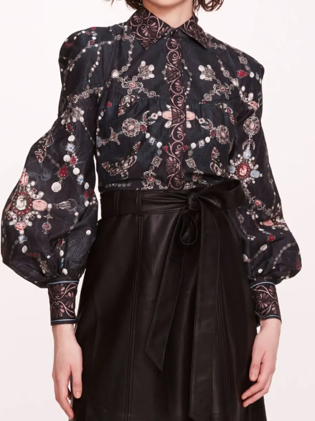 Faux Leather Poplin Midi Dress
