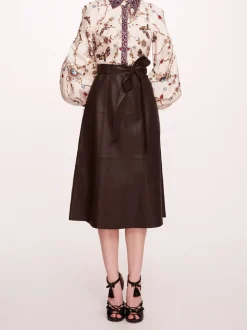 Faux Leather Poplin Midi Dress