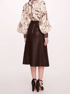 Faux Leather Poplin Midi Dress