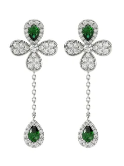 Floral White Gold Drop Earrings