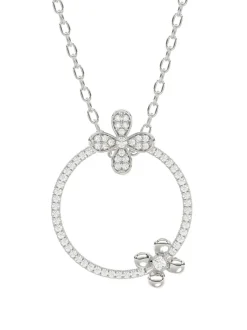 Floral White Gold Pendant Necklace