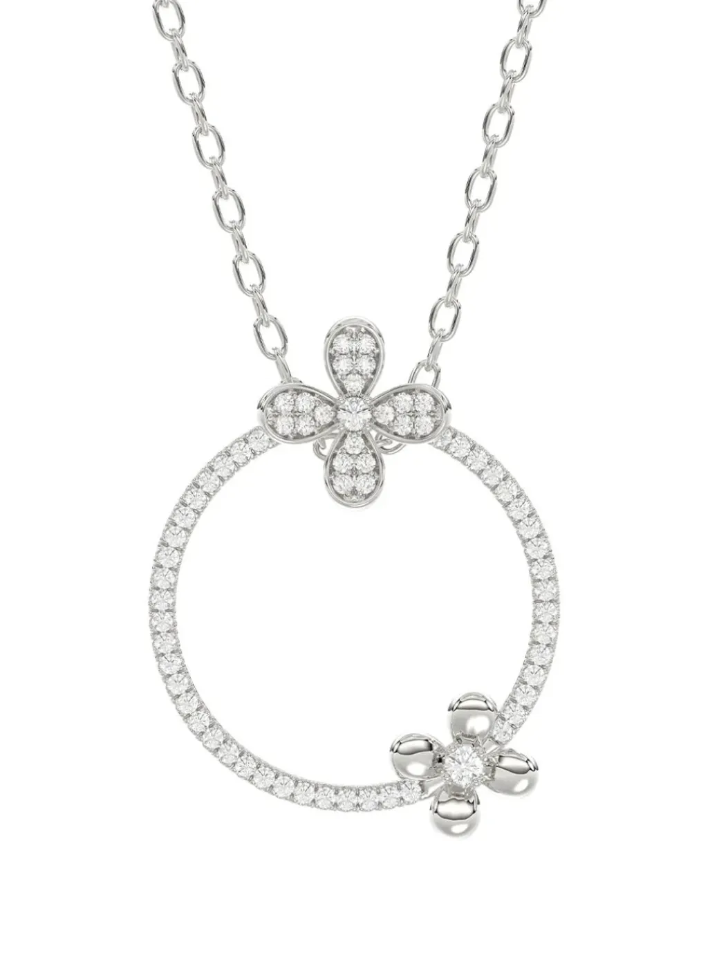 Floral White Gold Pendant Necklace