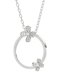 Floral White Gold Pendant Necklace