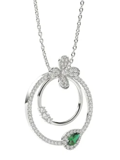 Floral White Gold Pendant Necklace