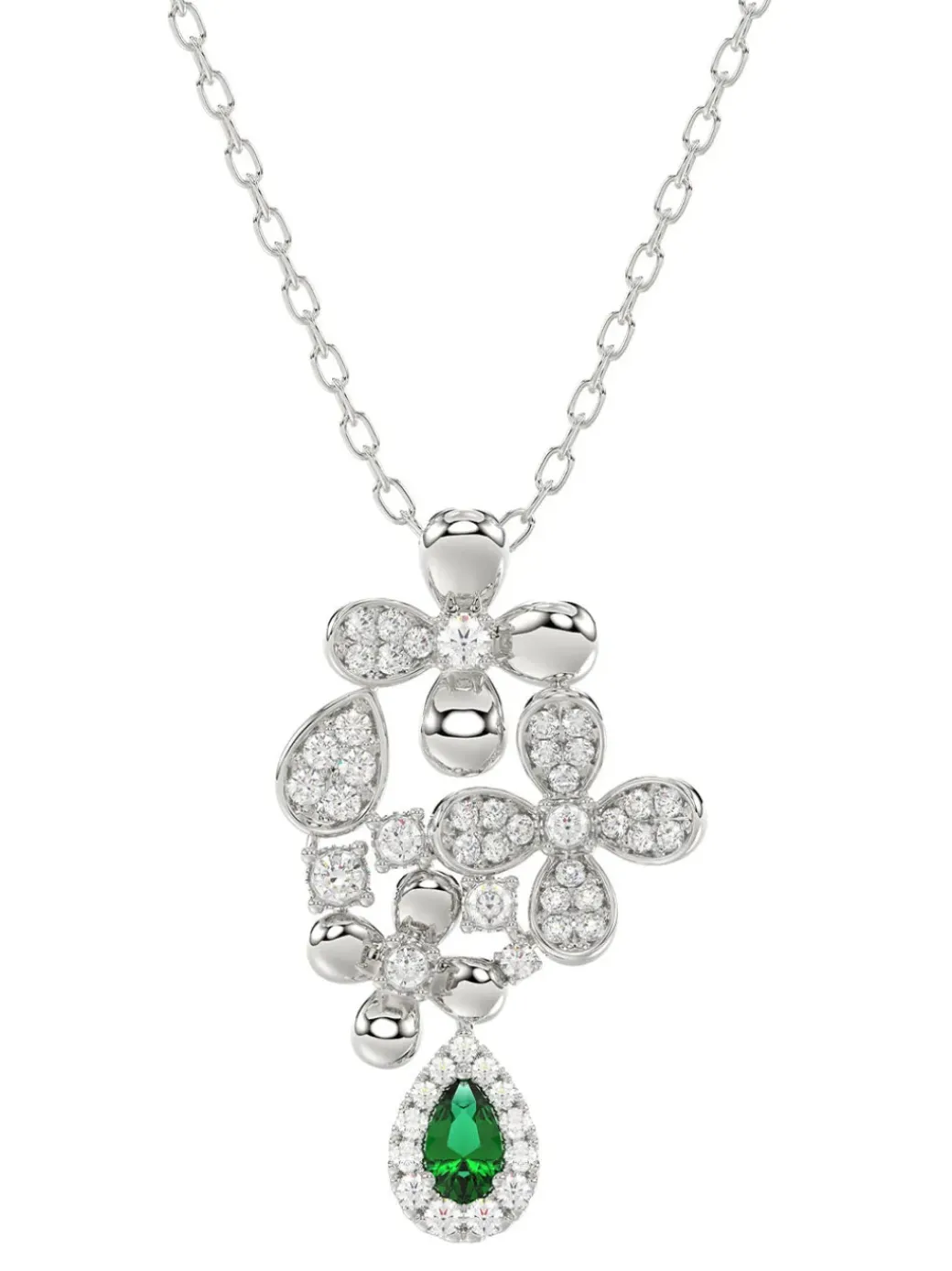 Floral White Gold Pendant Necklace