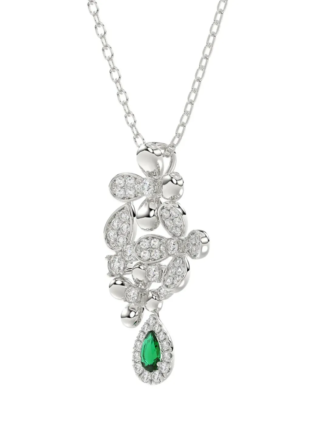 Floral White Gold Pendant Necklace