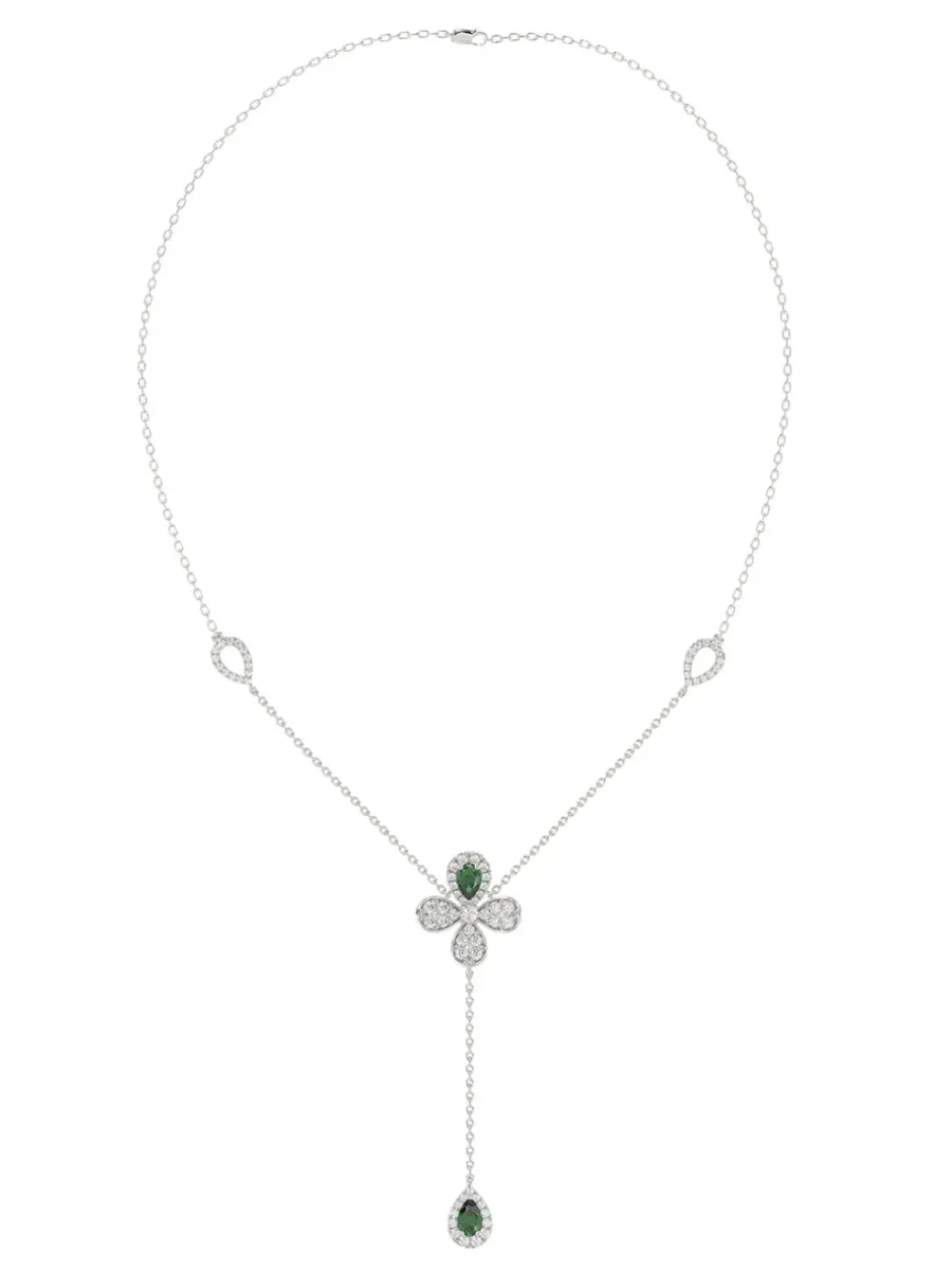 Floral White Gold Y Necklace