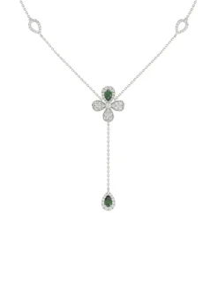Floral White Gold Y Necklace