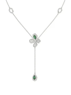 Floral White Gold Y Necklace
