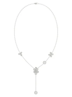 Floral White Gold Y Necklace