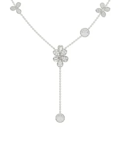 Floral White Gold Y Necklace