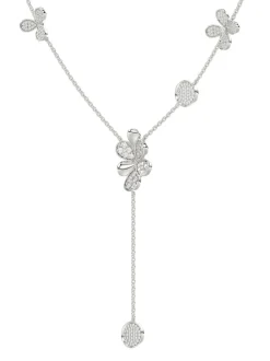 Floral White Gold Y Necklace