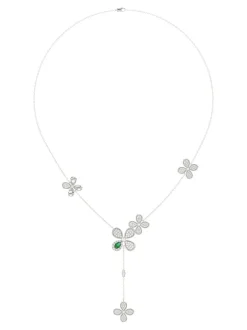 Floral White Gold Y Necklace