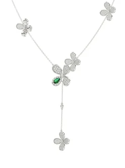 Floral White Gold Y Necklace
