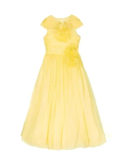 Flower-Embellished Crepe Gown
