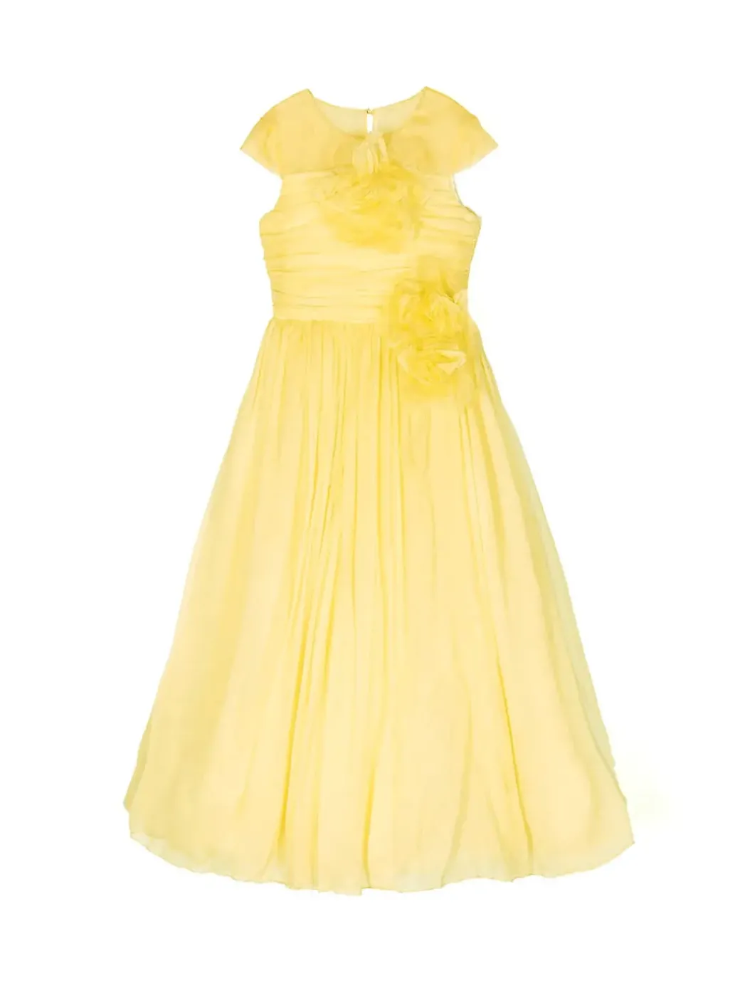 Flower-Embellished Crepe Gown
