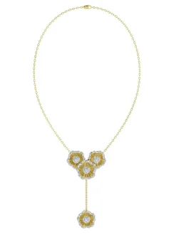 Halo Flower Rose Gold Y Necklace