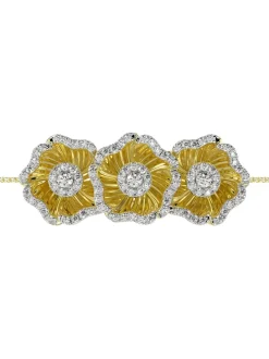 Halo Flower Yellow Gold Bracelet