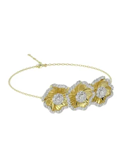 Halo Flower Yellow Gold Bracelet