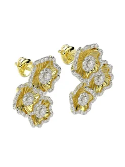 Halo Flower Yellow Gold Earrings