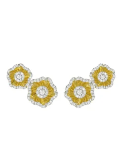 Halo Flower Yellow Gold Earrings