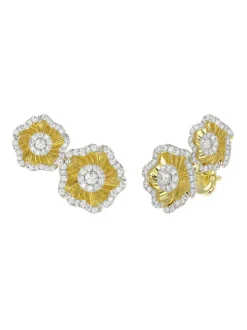 Halo Flower Yellow Gold Earrings