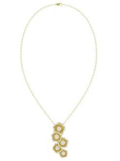 Halo Flower Yellow Gold Necklace