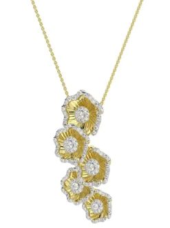 Halo Flower Yellow Gold Necklace
