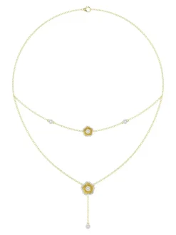Halo Flower Yellow Gold Necklace