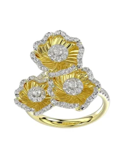 Halo Flower Yellow Gold Ring