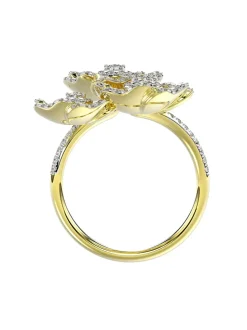 Halo Flower Yellow Gold Ring