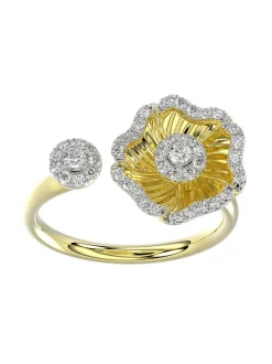 Halo Flower Yellow Gold Ring