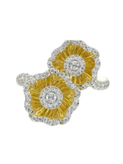 Halo Flower Yellow Gold Ring