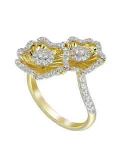 Halo Flower Yellow Gold Ring