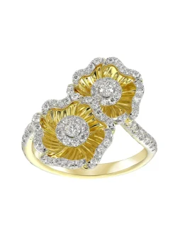 Halo Flower Yellow Gold Ring