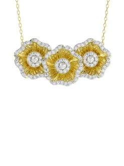 Halo Flower Yellow Pendant Necklace