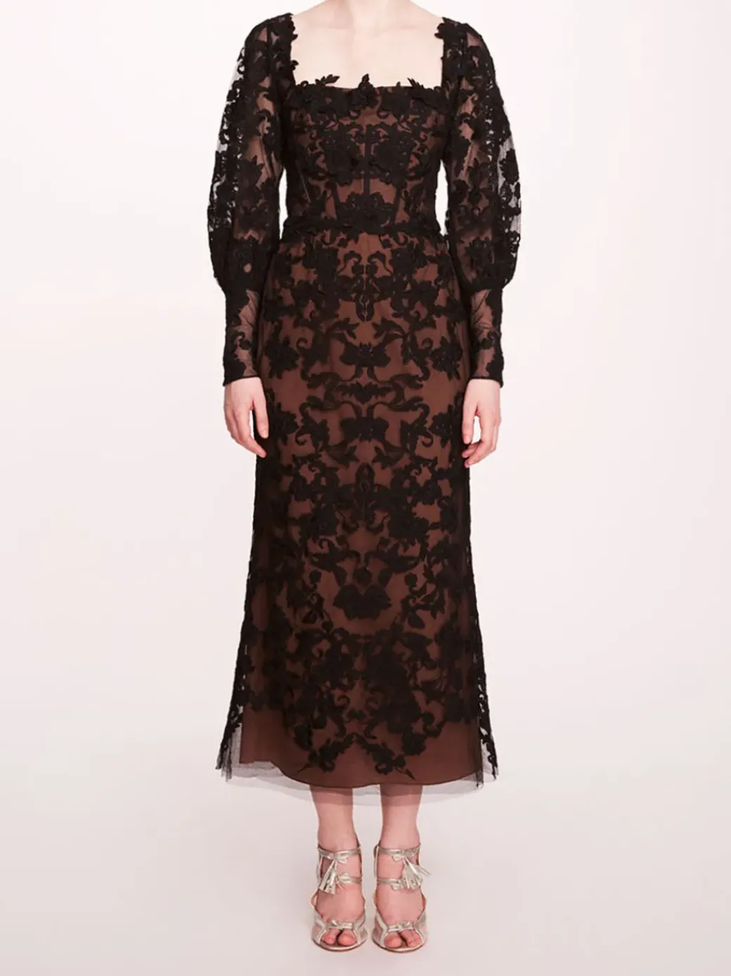 Long Sleeve Corded Midi Dress